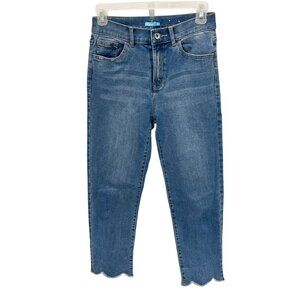 J. McLaughlin Light Wash Scalloped Hem Jeans Preppy - Women's Size 2